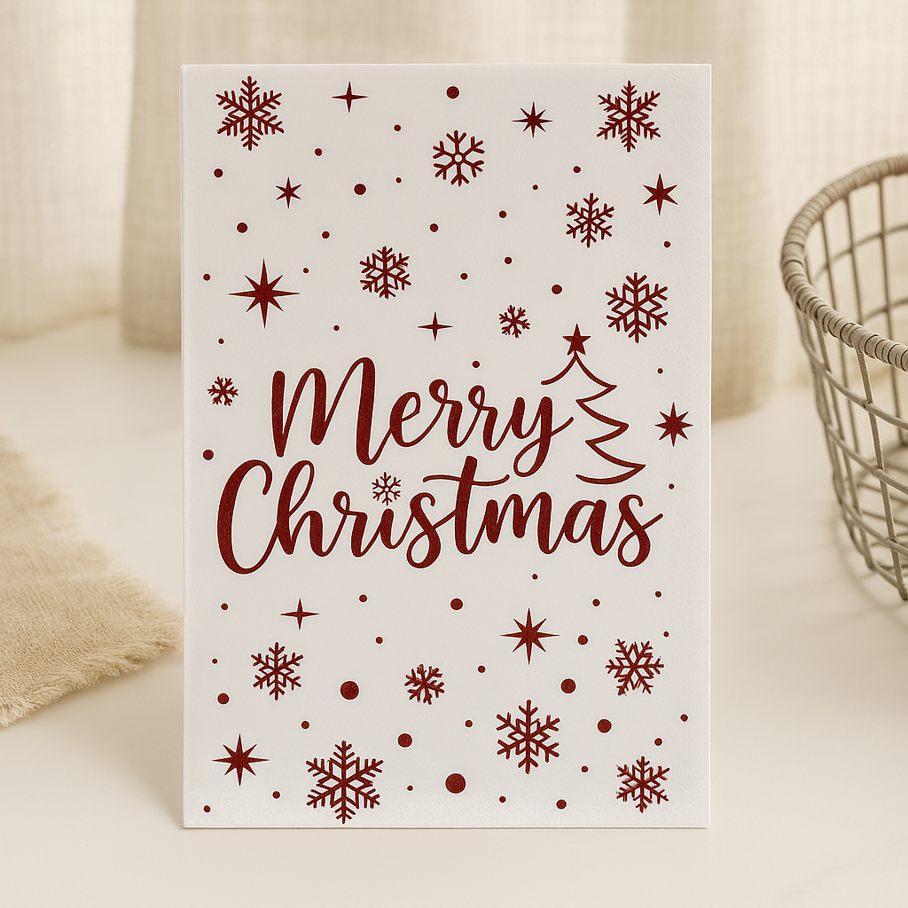 Merry Christmas Servetten – Luxe Wit met Rode Folieprint (20 stuks)